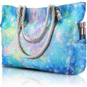 Beach Bag for Women Tie Dye Blue